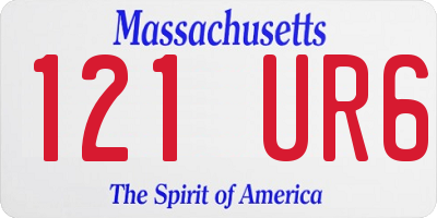 MA license plate 121UR6