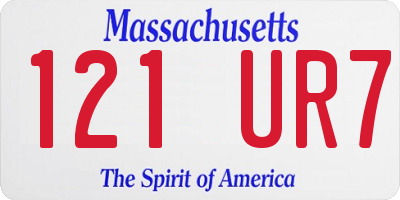 MA license plate 121UR7