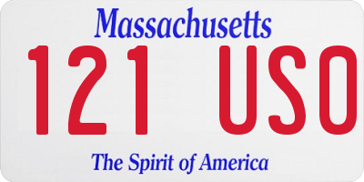 MA license plate 121US0