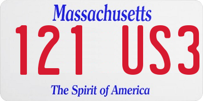 MA license plate 121US3