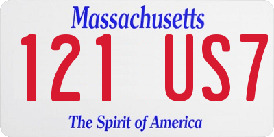 MA license plate 121US7