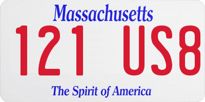 MA license plate 121US8