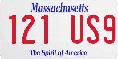 MA license plate 121US9