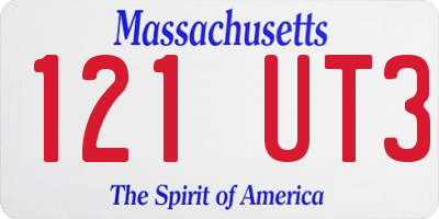 MA license plate 121UT3