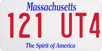 MA license plate 121UT4