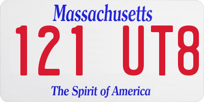 MA license plate 121UT8