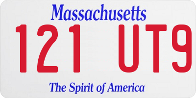 MA license plate 121UT9