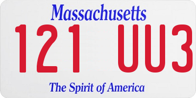 MA license plate 121UU3