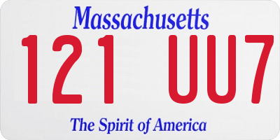 MA license plate 121UU7