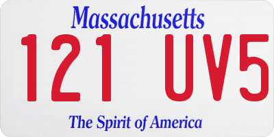 MA license plate 121UV5