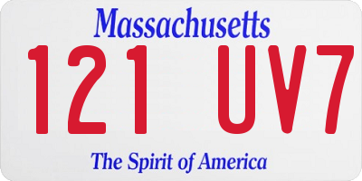 MA license plate 121UV7
