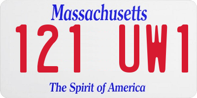 MA license plate 121UW1