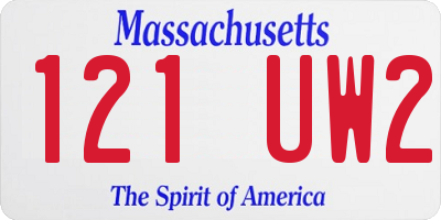 MA license plate 121UW2