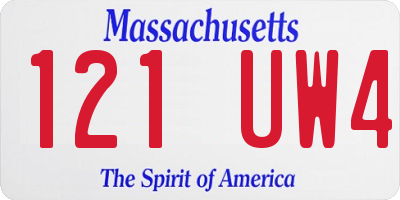 MA license plate 121UW4