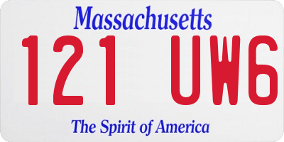 MA license plate 121UW6