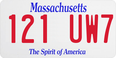 MA license plate 121UW7