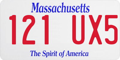 MA license plate 121UX5