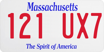 MA license plate 121UX7