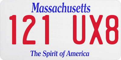 MA license plate 121UX8