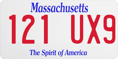 MA license plate 121UX9