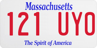 MA license plate 121UY0