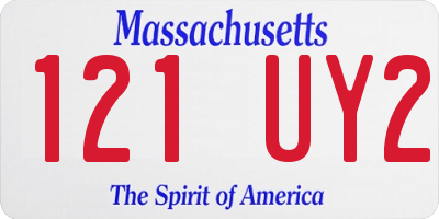 MA license plate 121UY2