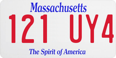 MA license plate 121UY4