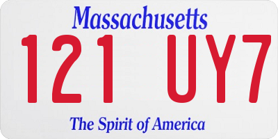 MA license plate 121UY7