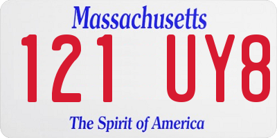 MA license plate 121UY8