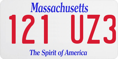 MA license plate 121UZ3