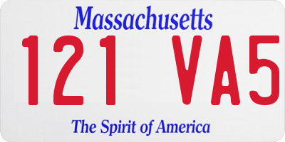 MA license plate 121VA5