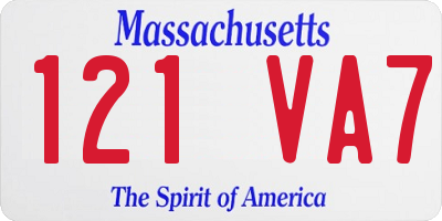 MA license plate 121VA7