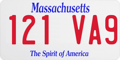 MA license plate 121VA9