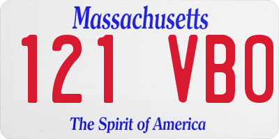 MA license plate 121VB0
