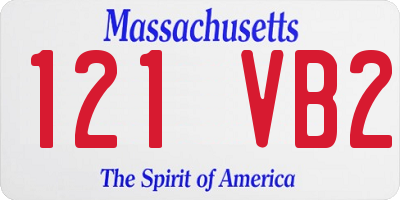 MA license plate 121VB2