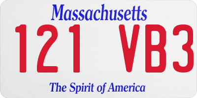 MA license plate 121VB3