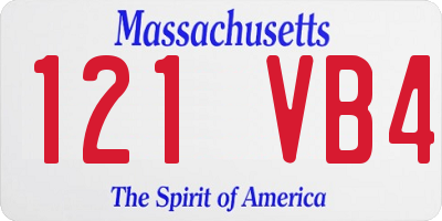 MA license plate 121VB4