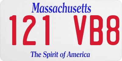 MA license plate 121VB8