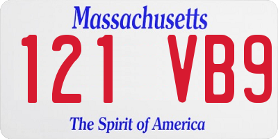 MA license plate 121VB9