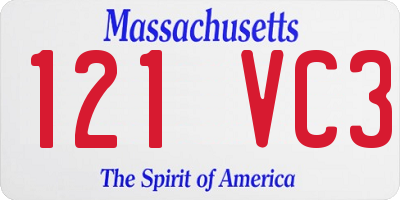 MA license plate 121VC3