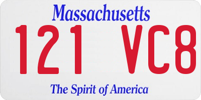 MA license plate 121VC8