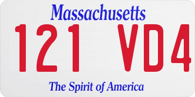 MA license plate 121VD4
