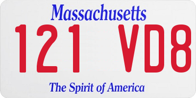 MA license plate 121VD8