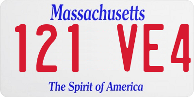 MA license plate 121VE4