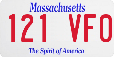MA license plate 121VF0