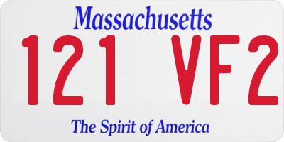 MA license plate 121VF2