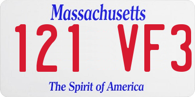 MA license plate 121VF3