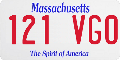 MA license plate 121VG0
