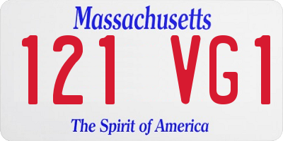 MA license plate 121VG1