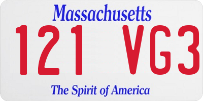 MA license plate 121VG3
